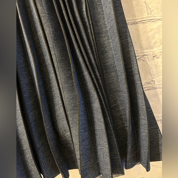 LAFAYETTE 148 NEW YORK GWENDA SKIRT PLEATED FLAIR RETRO BLUE DRAWSTRING WAIST S - Picture 10 of 11